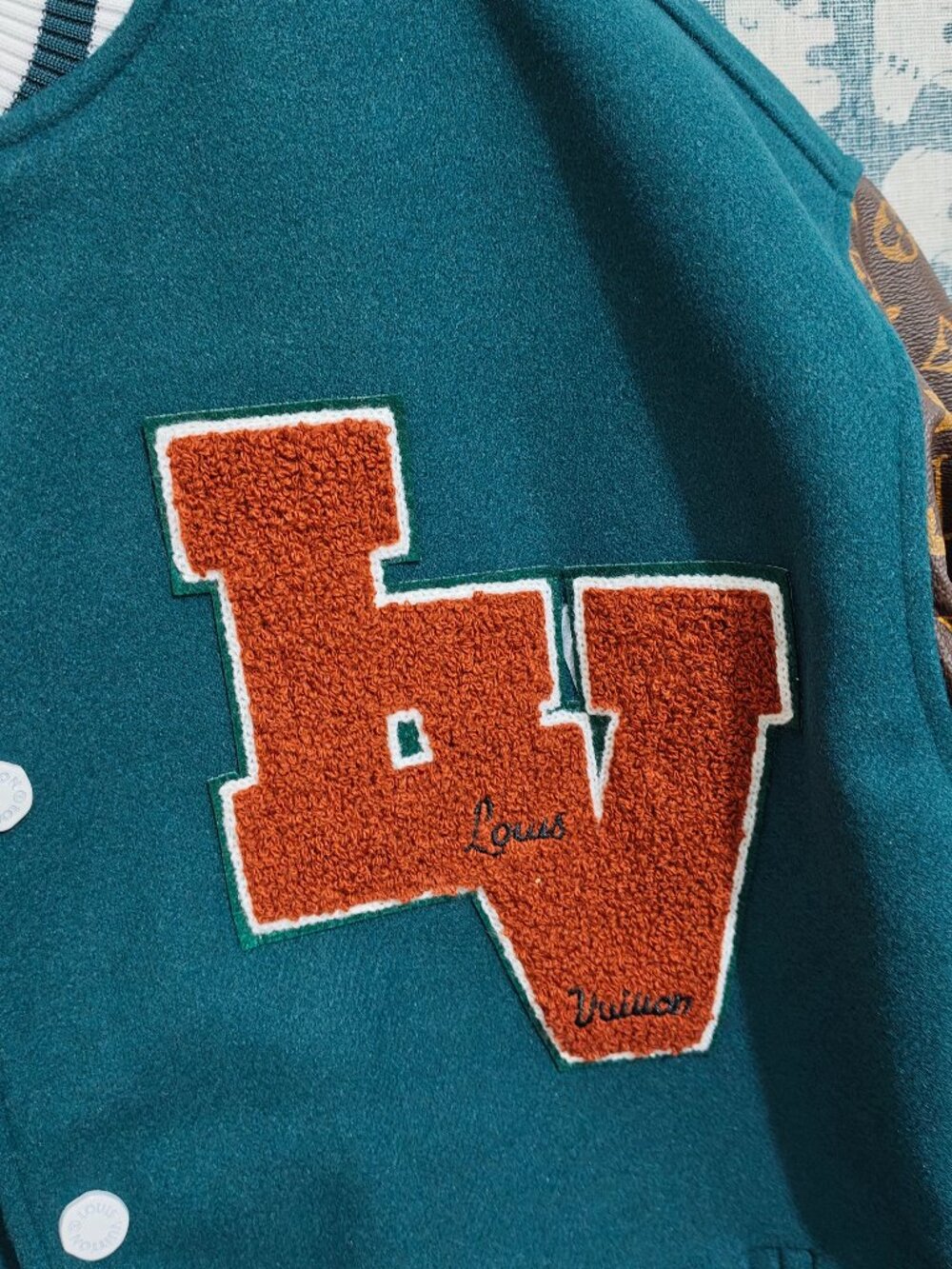Louis Vuitton Teal Varsity Jacket Unisex US L - Picture 3 of 14